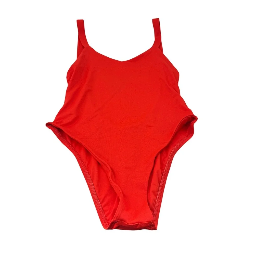 Vitamin A Swimsuit Leah One Piece Low Scoop Back Women's Size Medium Red Orange